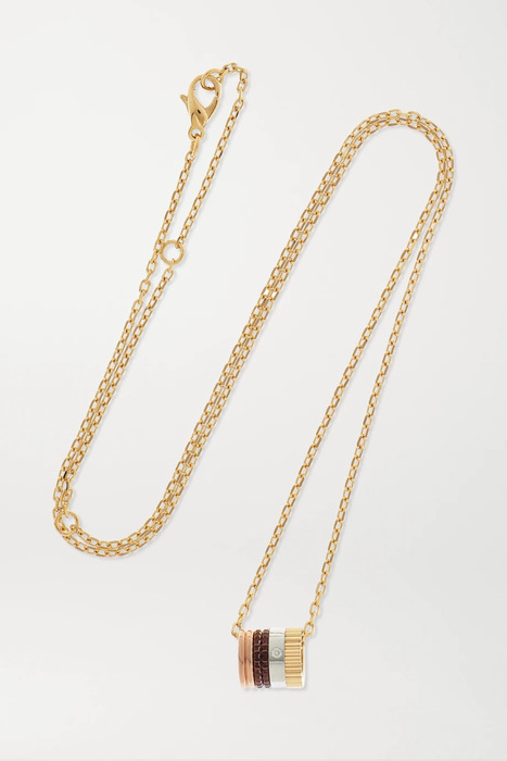 유럽직배송 BOUCHERON Quatre Classique Mini 18-karat yellow, white and rose gold, PVD and diamond necklace 8008779905408859