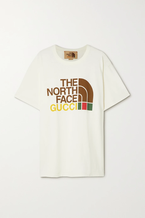 유럽직배송 구찌 GUCCI + The North Face printed cotton-jersey T-shirt 29419655932636201