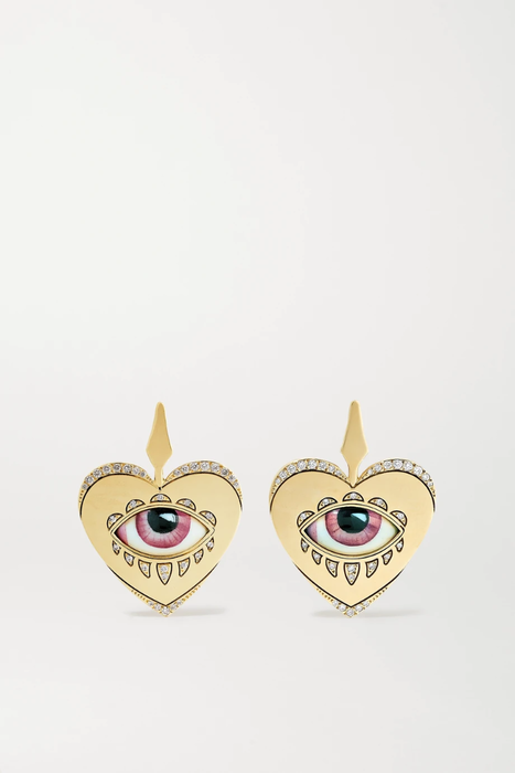 유럽직배송 리토 귀걸이 LITO + Racil 14-karat gold, enamel and diamond earrings 22831760541439628