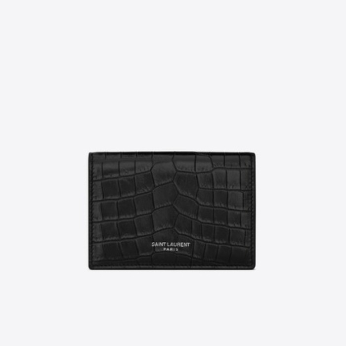 유럽직배송 입생로랑 SAINT LAURENT business card case in crocodile embossed leather 469338DZE4E1000