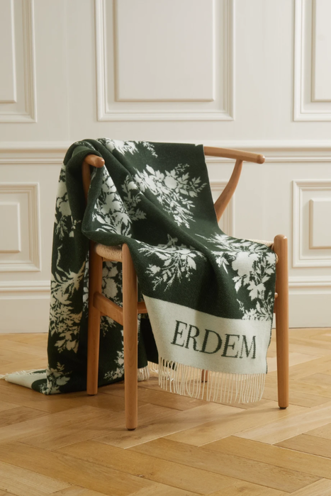 유럽직배송 에르뎀 ERDEM Fringed floral-jacquard merino wool and cashmere-blend throw 23841192565804246