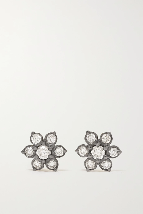 유럽직배송 LARKSPUR &amp; HAWK Estrela rhodium-dipped diamond earrings 34344356236945456