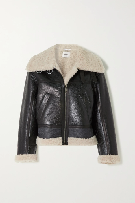 유럽직배송 HALFBOY Leather-trimmed shearling jacket 18706561955327466