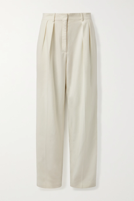 유럽직배송 더로우 팬츠 THE ROW Igor pleated silk and cashmere-blend wide-leg pants 17266703523579598