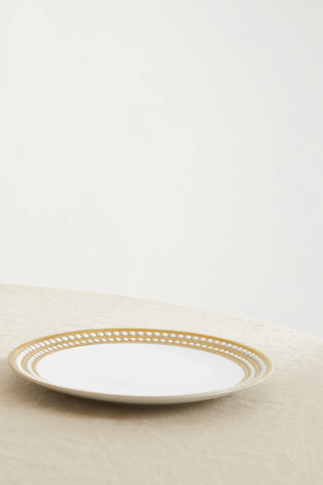 유럽직배송 L&#039;OBJET Perlée 27cm gold-plated porcelain dinner plate 11452292647025942
