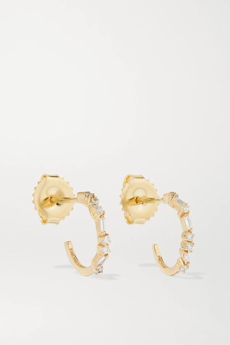 유럽직배송 수잔케일런 귀걸이 SUZANNE KALAN 18-karat gold diamond hoop earrings 18706561956251380