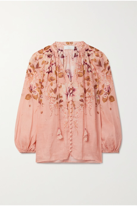 유럽직배송 짐머만 ZIMMERMANN Rosa tasseled floral-print ramie blouse 24772899113572104