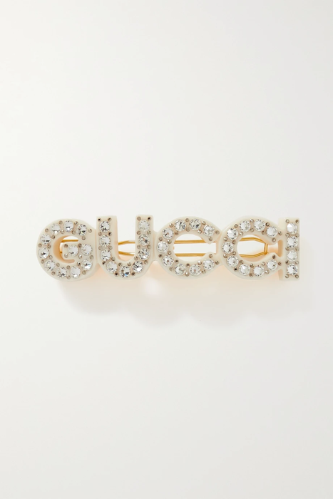 유럽직배송 구찌 GUCCI Small crystal-embellished resin and gold-tone hair clip 30629810019799683