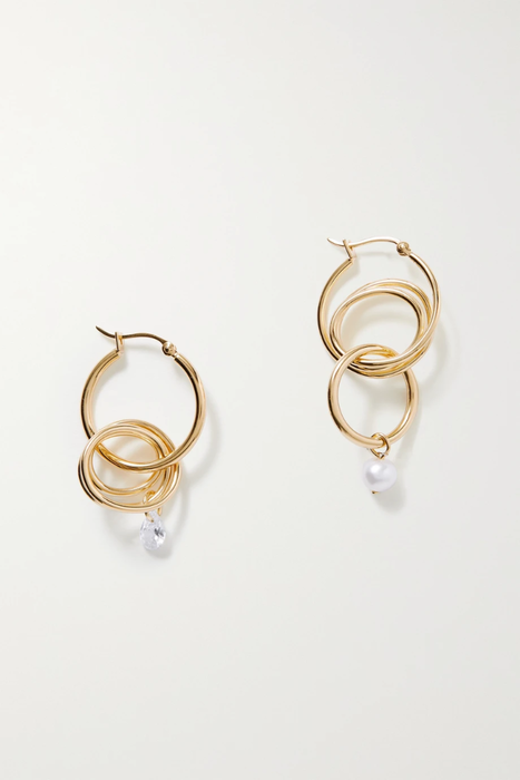 유럽직배송 COMPLETEDWORKS Gold-plated, pearl and zirconia hoop earrings 16114163151005800