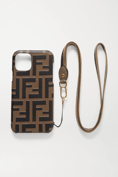 유럽직배송 펜디 FENDI Canvas-trimmed embossed leather iPhone 11 Pro case 24092600056997070