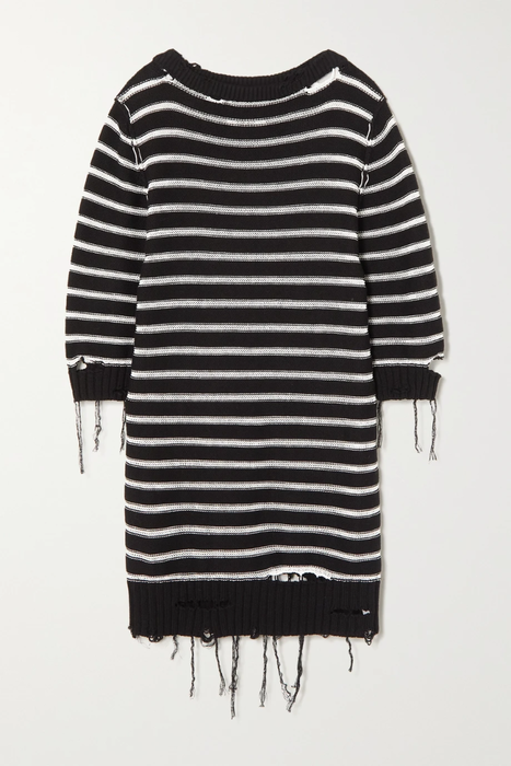 유럽직배송 메종마르지엘라 미니원피스 MM6 MAISON MARGIELA Distressed striped cotton and linen-blend mini dress 24665545640578087