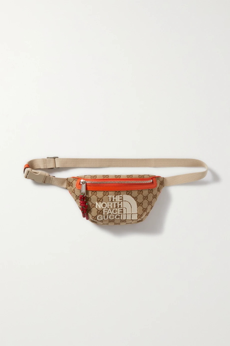 유럽직배송 구찌 GUCCI + The North Face embroidered coated canvas-jacquard belt bag 27086482324547636