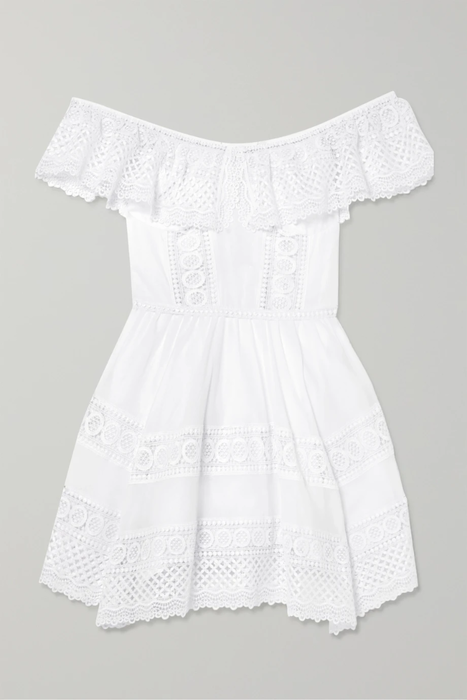 유럽직배송 CHARO RUIZ Vaiana crocheted lace-paneled cotton-blend mini dress 210638269588