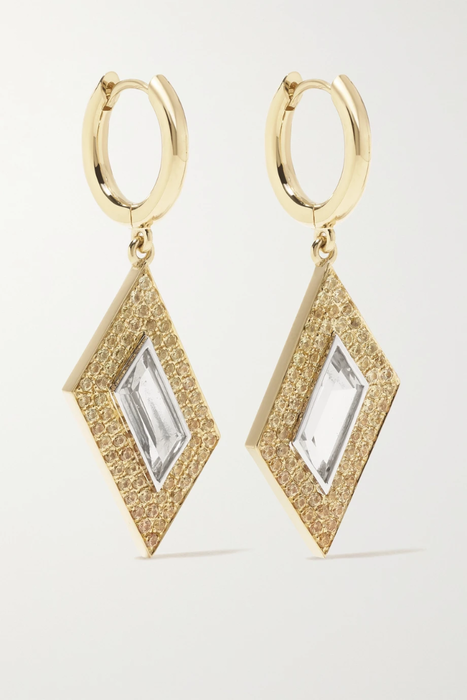 유럽직배송 EMILY P. WHEELER + NET SUSTAIN Rhomboid 18-karat recycled yellow and white gold, topaz and sapphire hoop earrings 29419655931562398