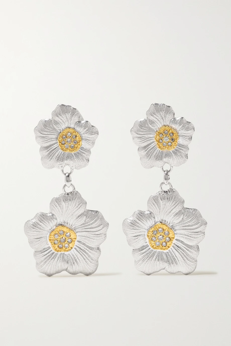 유럽직배송 부첼라티 귀걸이 BUCCELLATI Gardenia silver and gold vermeil diamond earrings 19971654707521263