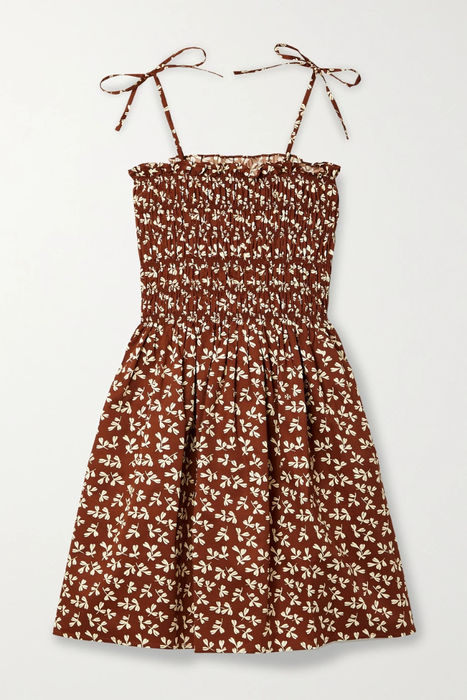 유럽직배송 토리버치 TORY BURCH Smocked printed cotton-poplin mini dress 25185454455567868