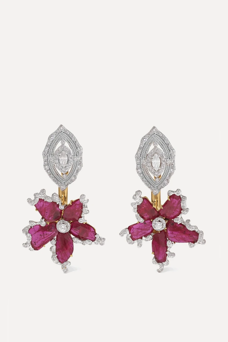 유럽직배송 비나고엔카 귀걸이 Bina Goenka 18-karat gold, ruby and diamond earrings 2499567820087860