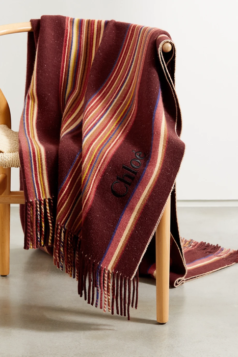 유럽직배송 끌로에 CHLOÉ Striped cashmere and silk-blend blanket 13452677152787507