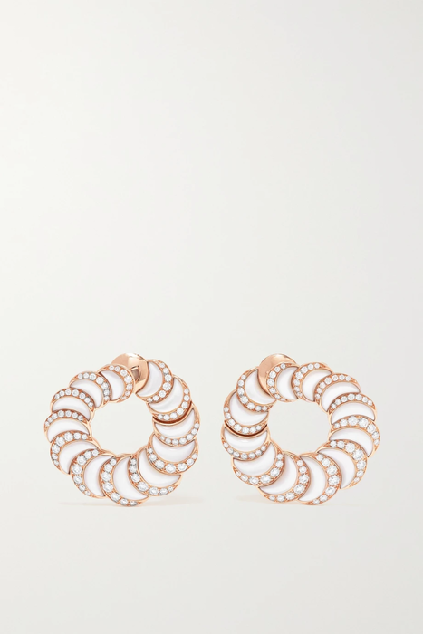 유럽직배송 데이비드 모리스 귀걸이 DAVID MORRIS Fortuna 18-karat rose gold, mother-of-pearl and diamond earrings 29419655931484170