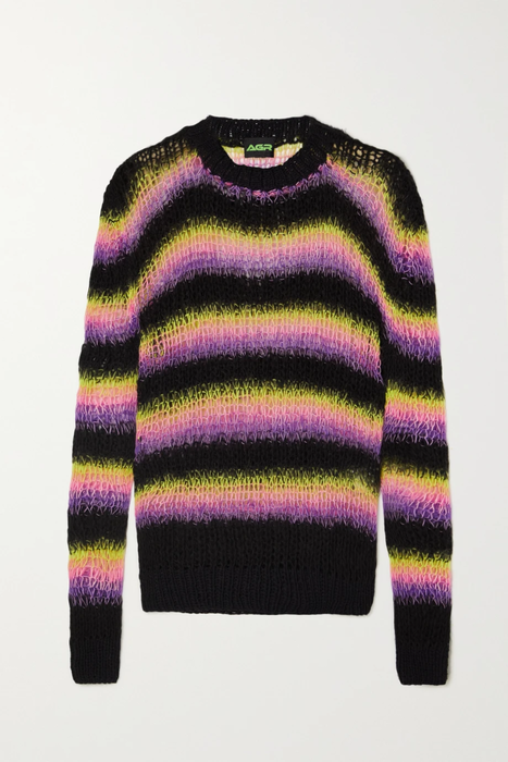 유럽직배송 AGR Striped open-knit cotton-blend sweater 22250442026207885