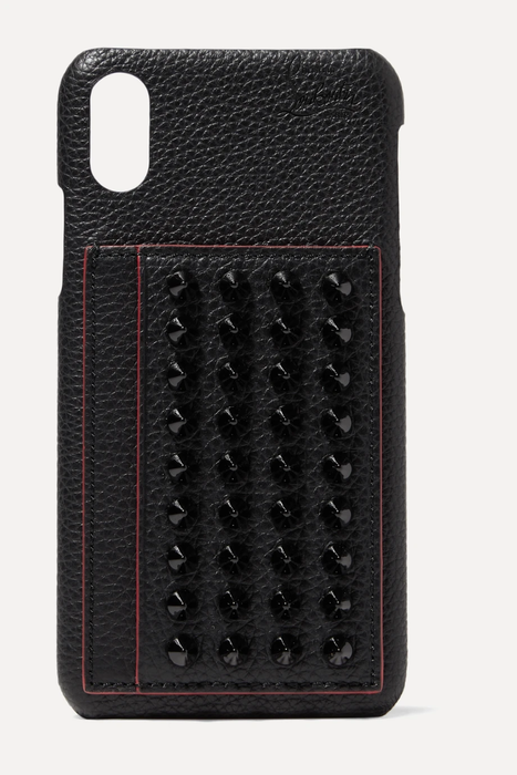 유럽직배송 크리스찬루부탱 CHRISTIAN LOUBOUTIN Loubiphone spiked textured-leather iPhone X and XS case 17957409493391615