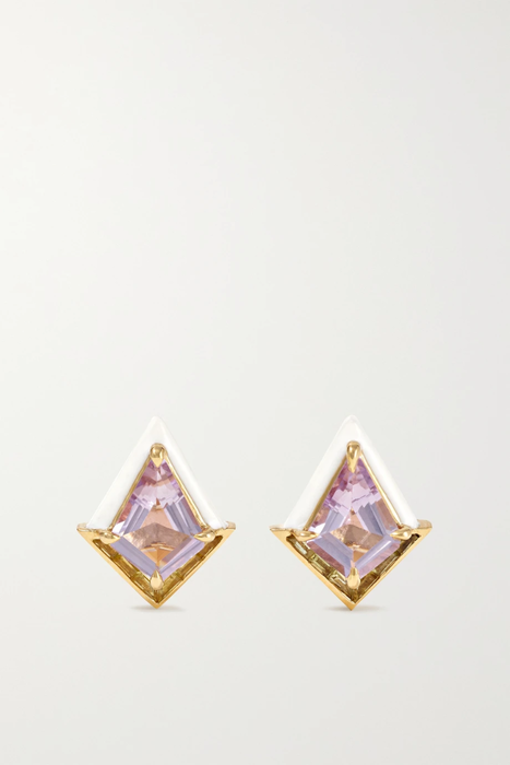 유럽직배송 EMILY P. WHEELER + NET SUSTAIN Twinkle 18-karat recycled gold, enamel, amethyst and quartz earrings 13452677153438631