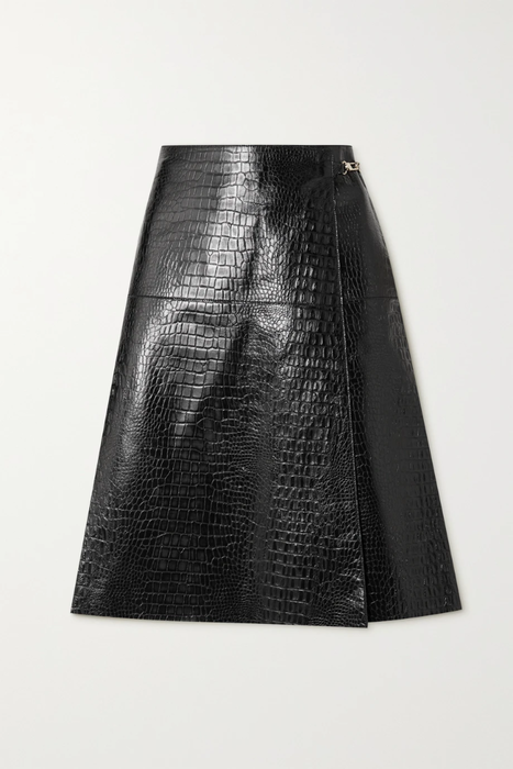 유럽직배송 토템 스커트 TOTÊME Croc-effect leather wrap skirt 25185454456213769