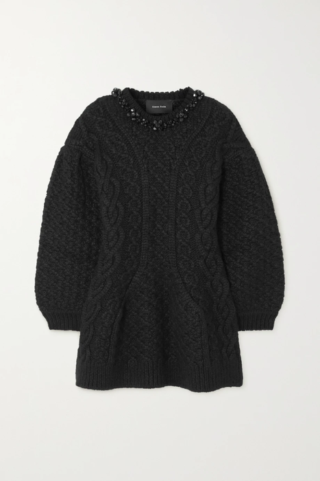 유럽직배송 시몬로샤 SIMONE ROCHA Oversized crystal-embellished cable-knit sweater 15546005222104129