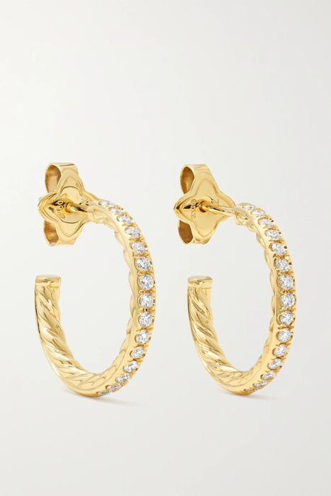 유럽직배송 데이비드율만 귀걸이 DAVID YURMAN 18-karat gold diamond hoop earrings 15546005222359949