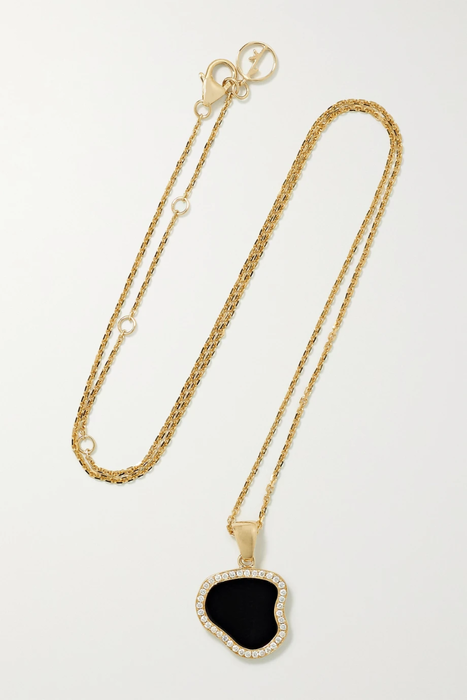유럽직배송 ANISSA KERMICHE Belle de Nuit 14-karat gold, onyx and diamond necklace 4394988608924247