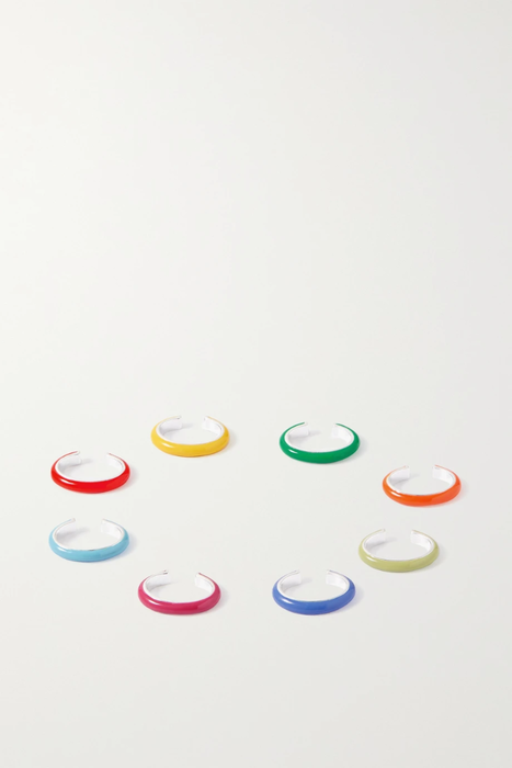 유럽직배송 FRY POWERS The Complete Set Unicorn Rainbow set of eight silver and enamel ear cuffs 13452677152984088
