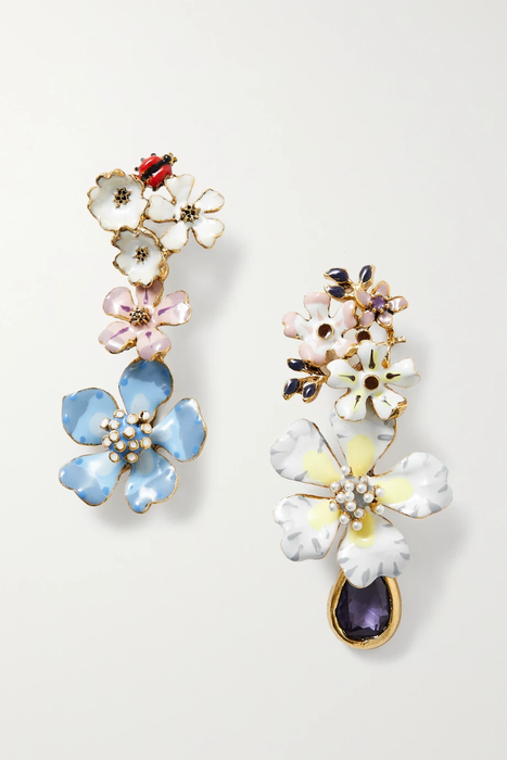 유럽직배송 오스카르데라렌타 OSCAR DE LA RENTA Gold-tone, enamel and crystal earrings 29419655932259447