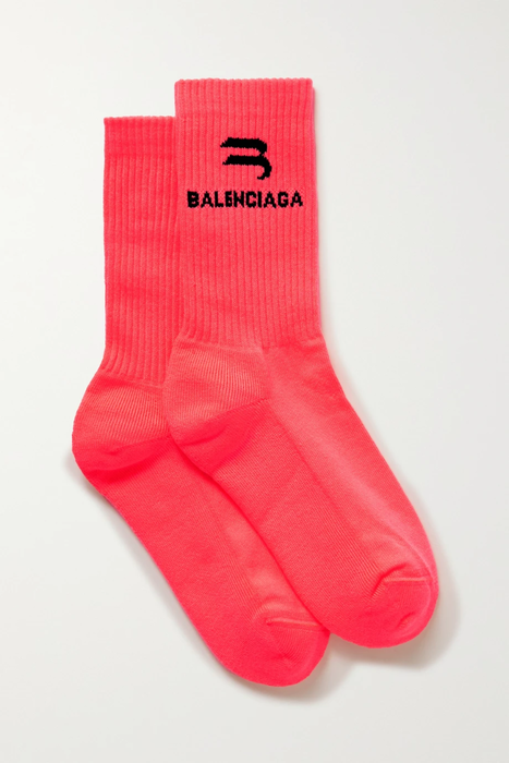 유럽직배송 발렌시아가 BALENCIAGA Neon intarsia ribbed-knit socks 6630340696685905