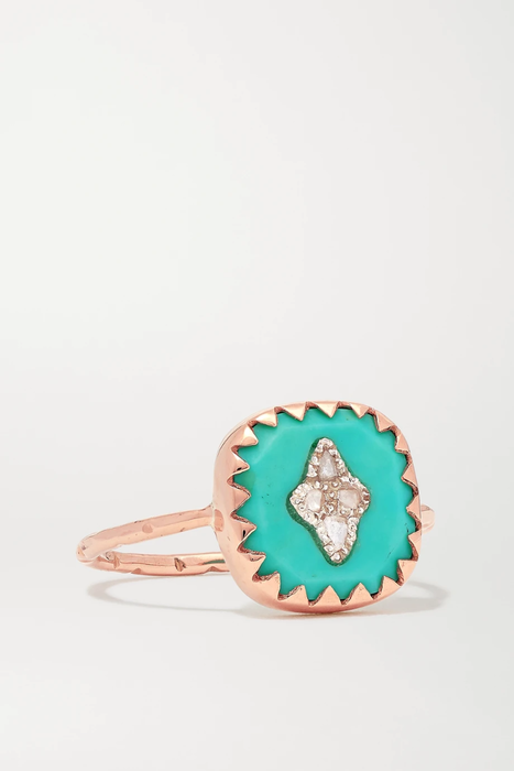 유럽직배송 PASCALE MONVOISIN Pierrot 9-karat rose gold, turquoise and diamond ring 18706561955537073