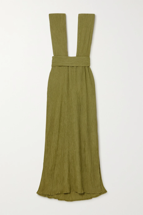 유럽직배송 SAVANNAH MORROW Verita open-back crinkled silk and bamboo-blend halterneck maxi dress 24772899113585215