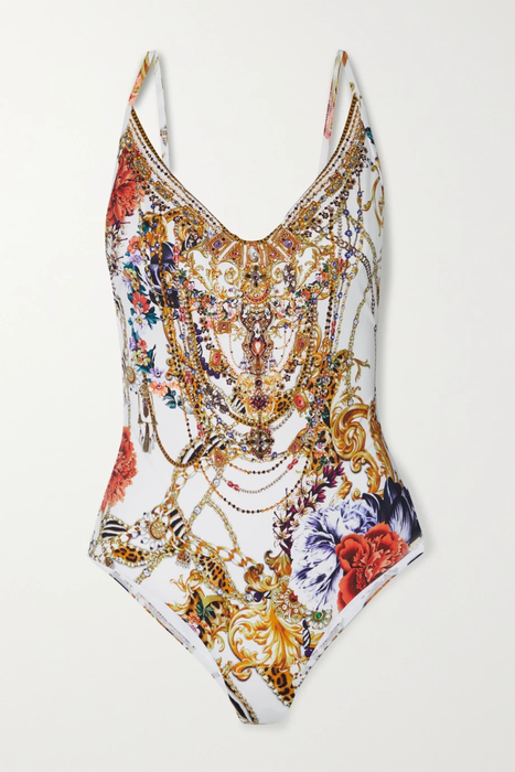 유럽직배송 CAMILLA Reign Supreme crystal-embellished printed recycled underwired swimsuit 27086482324427707