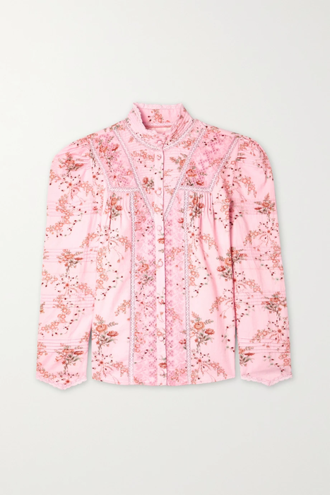 유럽직배송 러브샤크팬시 블라우스 LOVESHACKFANCY Laredo crochet-trimmed floral-print cotton-twill blouse 18706561955994733