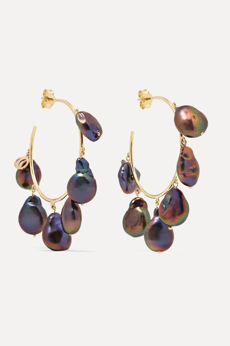 유럽직배송 CHARMS COMPANY Pearls of Joy medium 14-karat gold iridescent pearl hoop earrings 17957409490479671