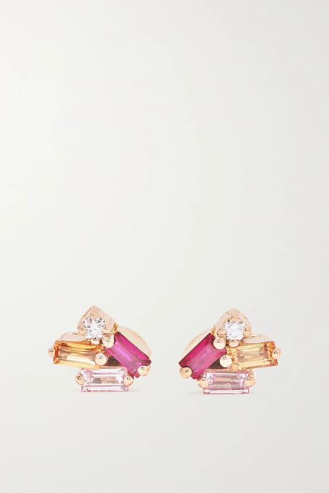 유럽직배송 수잔케일런 귀걸이 SUZANNE KALAN 18-karat rose gold sapphire and diamond earrings 23841192565717895