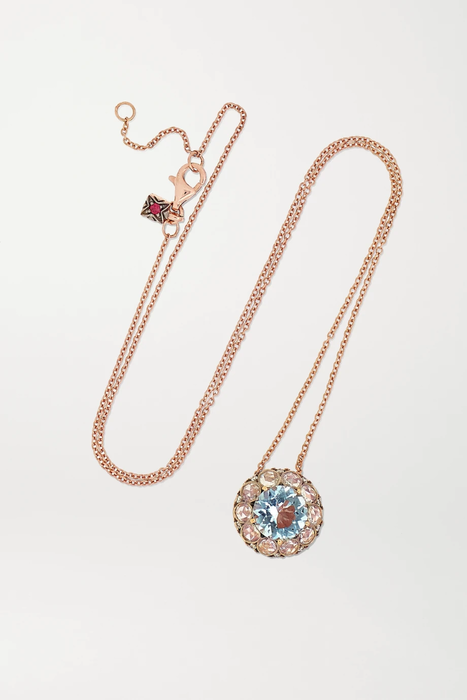 유럽직배송 SELIM MOUZANNAR Beirut 18-karat rose gold, aquamarine and diamond necklace 2499567819656216