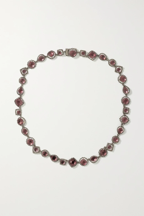 유럽직배송 LARKSPUR &amp; HAWK Sadie Small Rivière rhodium-dipped quartz necklace 24062987016828999