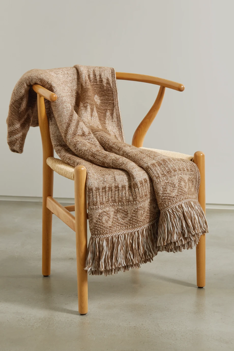 유럽직배송 알라누이 ALANUI Land of Alpacas fringed intarsia-knit blanket 13452677150094089