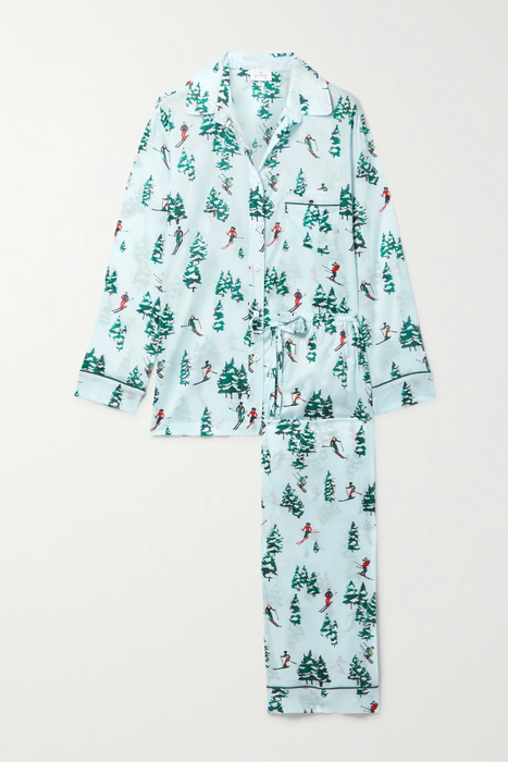 유럽직배송 POUR LES FEMMES Downhill Skiers printed cotton-voile pajama set 24772899113319619