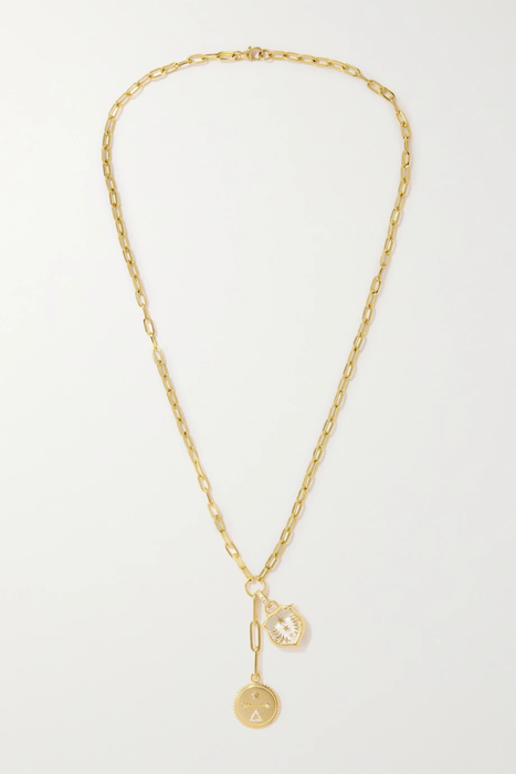 유럽직배송 FOUNDRAE Per Aspera Ad Astra 18-karat gold quartz necklace 33599693056216113