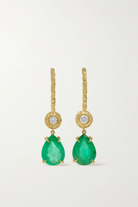 유럽직배송 옥타비아 엘리자베스 귀걸이 OCTAVIA ELIZABETH + NET SUSTAIN Lauren 18-karat recycled gold, emerald and diamond earrings 16114163151011296