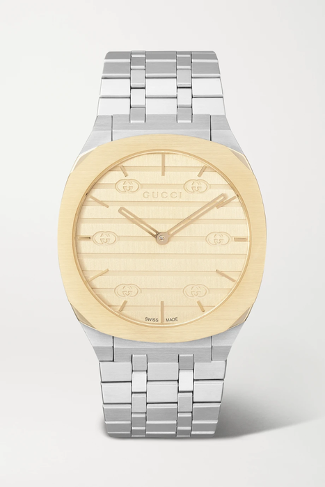 유럽직배송 구찌 GUCCI 25H 34mm stainless steel and gold PVD-plated watch 30629810019461427