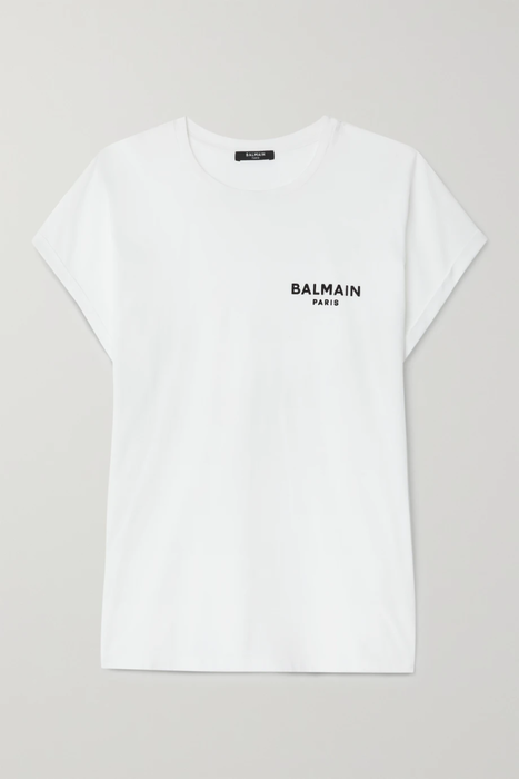 유럽직배송 발망 BALMAIN Flocked cotton-jersey T-shirt 22250442026125339