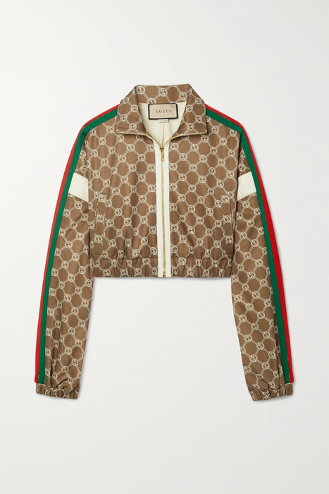 유럽직배송 구찌 GUCCI Cropped webbing-trimmed printed tech-jersey track jacket 29419655932660661