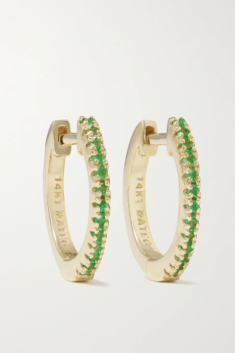 유럽직배송 마테오 귀걸이 MATEO 14-karat gold emerald hoop earrings 11452292646124768