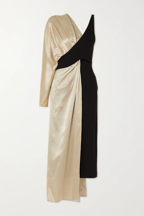 유럽직배송 아트클럽 원피스 ARTCLUB Assisi asymmetric draped silk-satin and piqué dress 34344356236879757